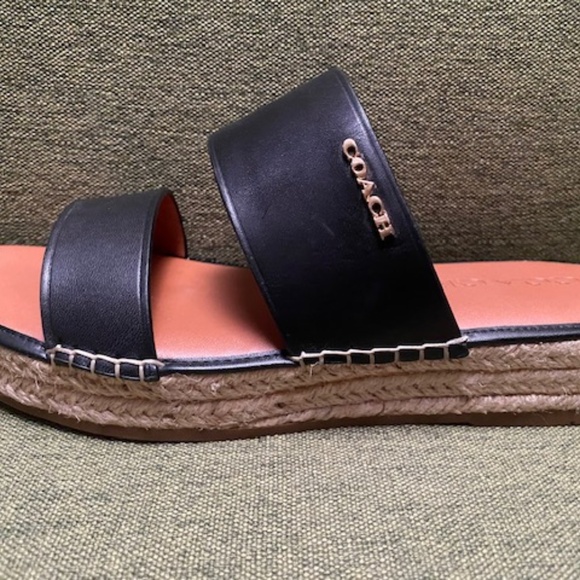 Coach black leather espadrille. slides - Picture 6 of 12
